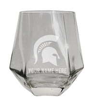 Load image into Gallery viewer, Michigan State Spartans Customizable Stemless Diamond Wine Glass Engraved 10 oz Officially Licensed Collegiate Product Single Unit
