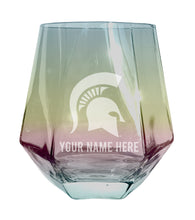 Load image into Gallery viewer, Michigan State Spartans Customizable Stemless Diamond Wine Glass Engraved 10 oz Officially Licensed Collegiate Product
