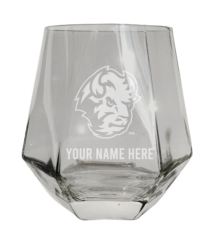 North Dakota State Bison Customizable Stemless Diamond Wine Glass Engraved 10 oz Officially Licensed Collegiate Product Single Unit