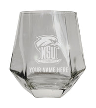 Load image into Gallery viewer, Northeastern State University Riverhawks Customizable Stemless Diamond Wine Glass Engraved 10 oz Officially Licensed Collegiate Product
