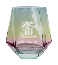 Load image into Gallery viewer, Northeastern State University Riverhawks Customizable Stemless Diamond Wine Glass Engraved 10 oz Officially Licensed Collegiate Product 2-Pack
