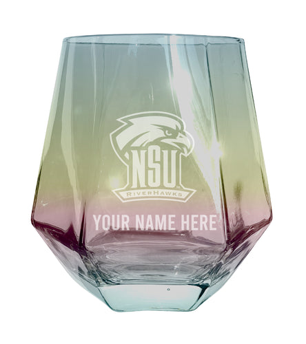 Northeastern State University Riverhawks Customizable Stemless Diamond Wine Glass Engraved 10 oz Officially Licensed Collegiate Product 2-Pack