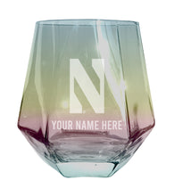 Load image into Gallery viewer, Northwestern University Wildcats Customizable Stemless Diamond Wine Glass Engraved 10 oz Officially Licensed Collegiate Product Single Unit
