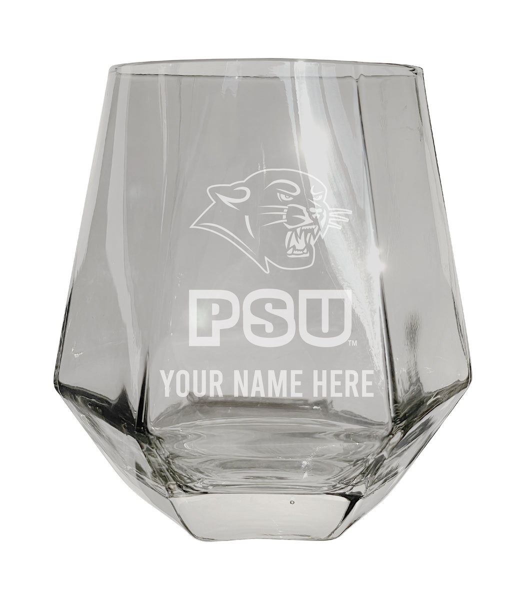 Plymouth State University Customizable Stemless Diamond Wine Glass Engraved 10 oz Officially Licensed Collegiate Product Single Unit