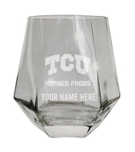 Load image into Gallery viewer, Texas Christian University Customizable Stemless Diamond Wine Glass Engraved 10 oz Officially Licensed Collegiate Product
