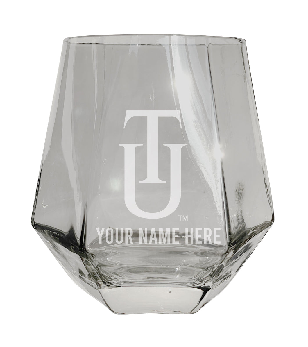 Tuskegee University Customizable Stemless Diamond Wine Glass Engraved 10 oz Officially Licensed Collegiate Product Single Unit