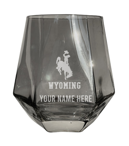 Wyoming Cowboys Customizable Stemless Diamond Wine Glass Engraved 10 oz Officially Licensed Collegiate Product Single Unit