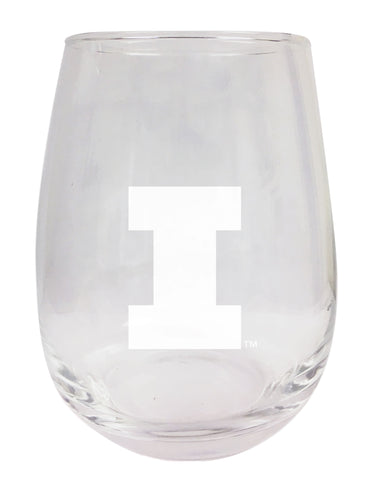 Illinois Fighting Illini NCAA 15 oz Laser-Engraved Stemless Wine Glass - Perfect for Alumni & Fans