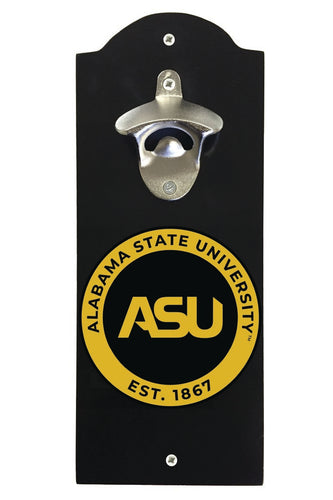 Alabama State University Wall Mounted Bottle Opener Black Officially Licensed Collegiate Product Black