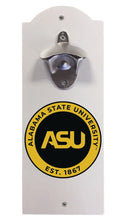 Load image into Gallery viewer, Alabama State University Wall Mounted Bottle Opener  Officially Licensed Collegiate Product
