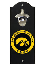 Load image into Gallery viewer, Iowa Hawkeyes Wall Mounted Bottle Opener Black Officially Licensed Collegiate Product Black
