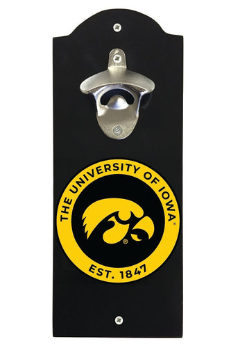 Iowa Hawkeyes Wall Mounted Bottle Opener Black Officially Licensed Collegiate Product Black