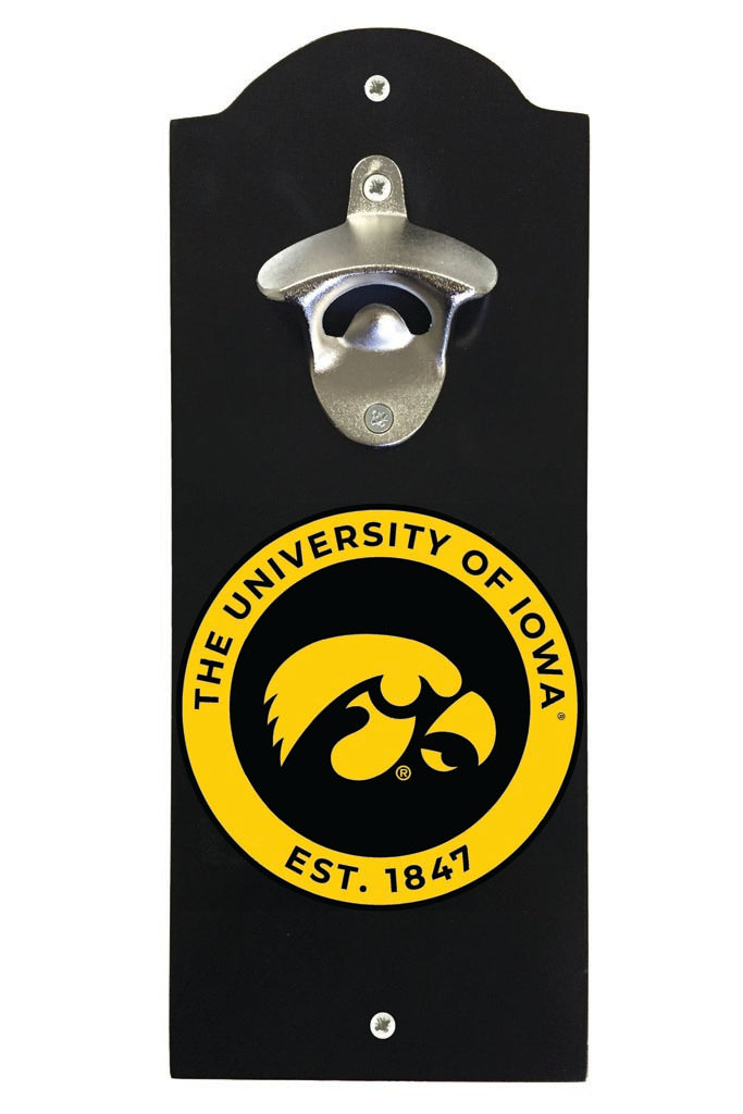 Iowa Hawkeyes Wall Mounted Bottle Opener Black Officially Licensed Collegiate Product Black