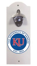 Load image into Gallery viewer, Kansas Jayhawks Wall Mounted Bottle Opener White Officially Licensed Collegiate Product White
