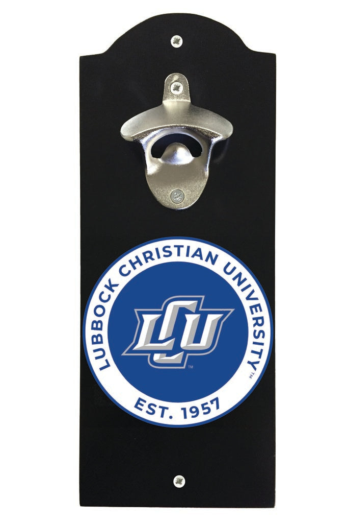 Lubbock Christian University Chaparral Wall Mounted Bottle Opener Black Officially Licensed Collegiate Product Black