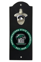 Load image into Gallery viewer, Northeastern State University Riverhawks Wall Mounted Bottle Opener Black Officially Licensed Collegiate Product Black
