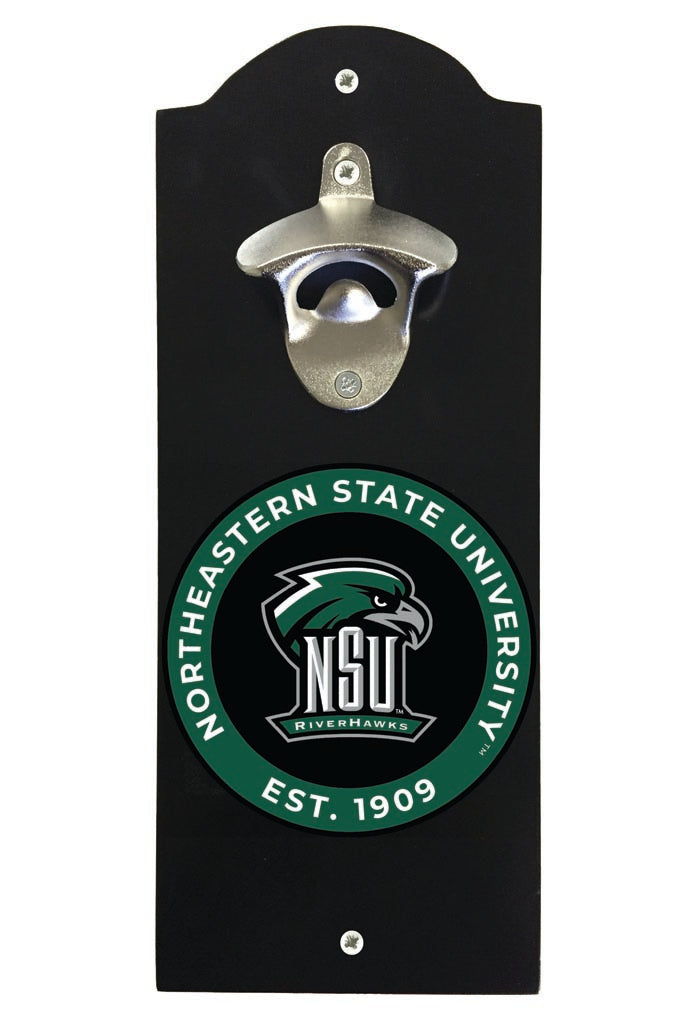 Northeastern State University Riverhawks Wall Mounted Bottle Opener Black Officially Licensed Collegiate Product Black