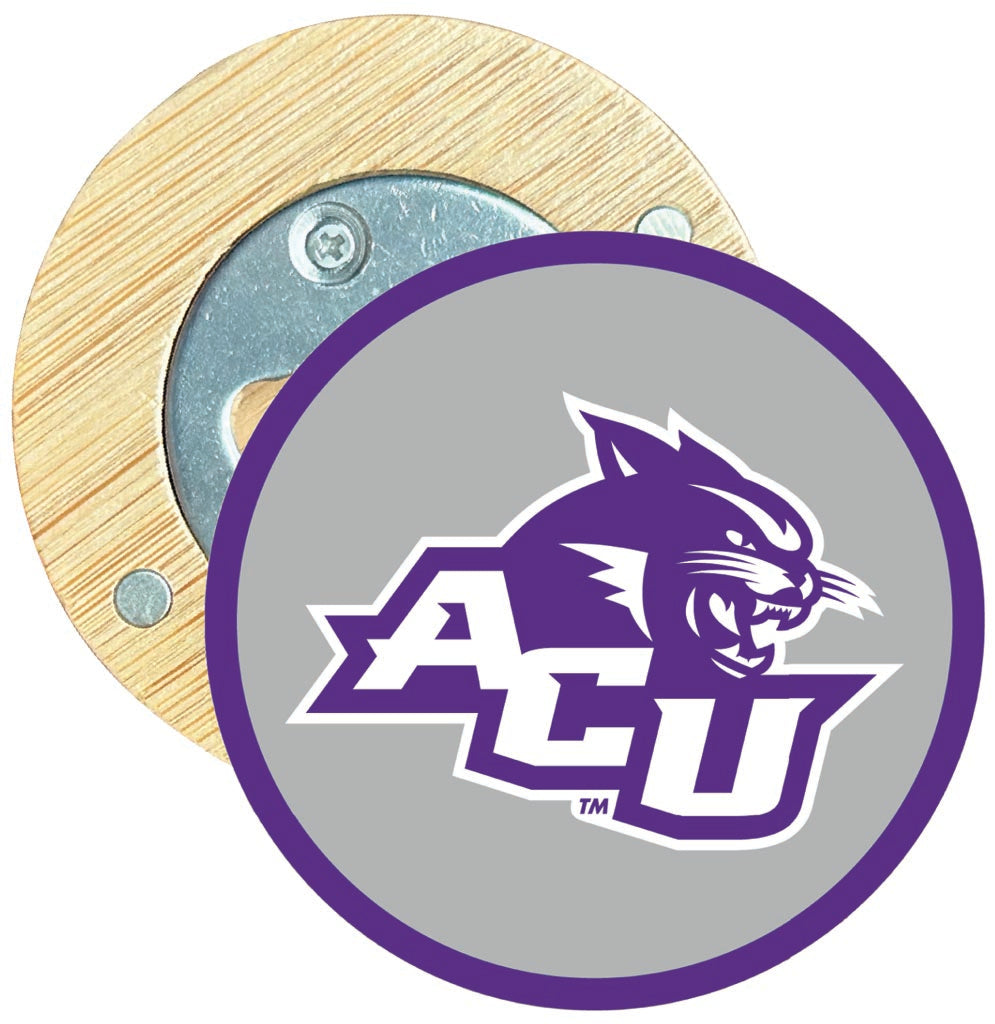 Abilene Christian University Round Wood Magnetic Bottle Opener 2.5