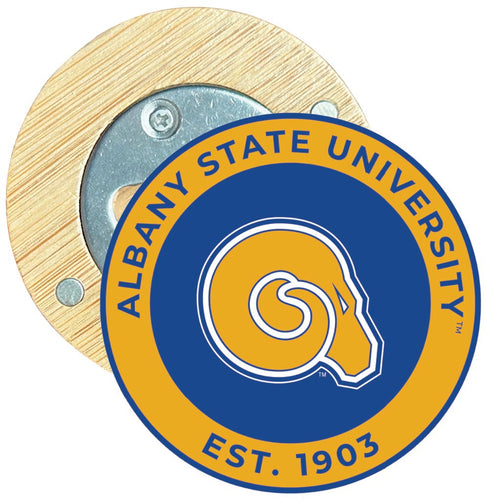 Albany State University Round Wood Magnetic Bottle Opener 2.5