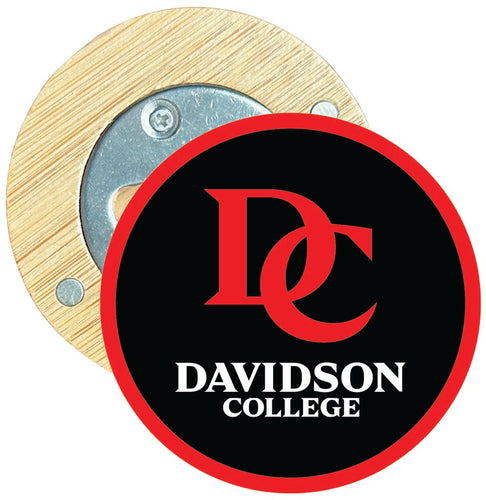 Davidson College Round Wood Magnetic Bottle Opener 2.5