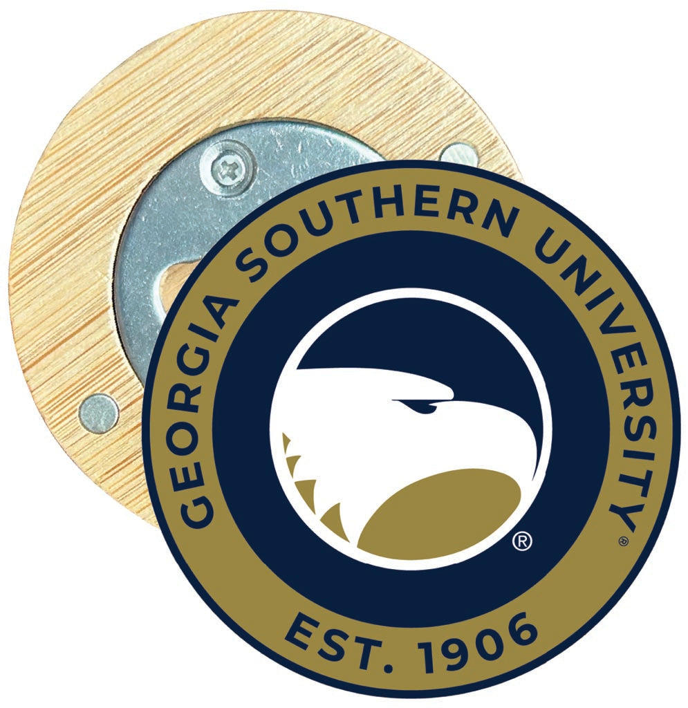 Georgia Southern Eagles Round Wood Magnetic Bottle Opener 2.5