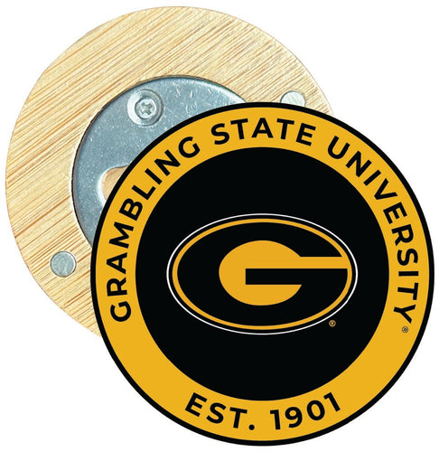 Grambling State Tigers Round Wood Magnetic Bottle Opener 2.5