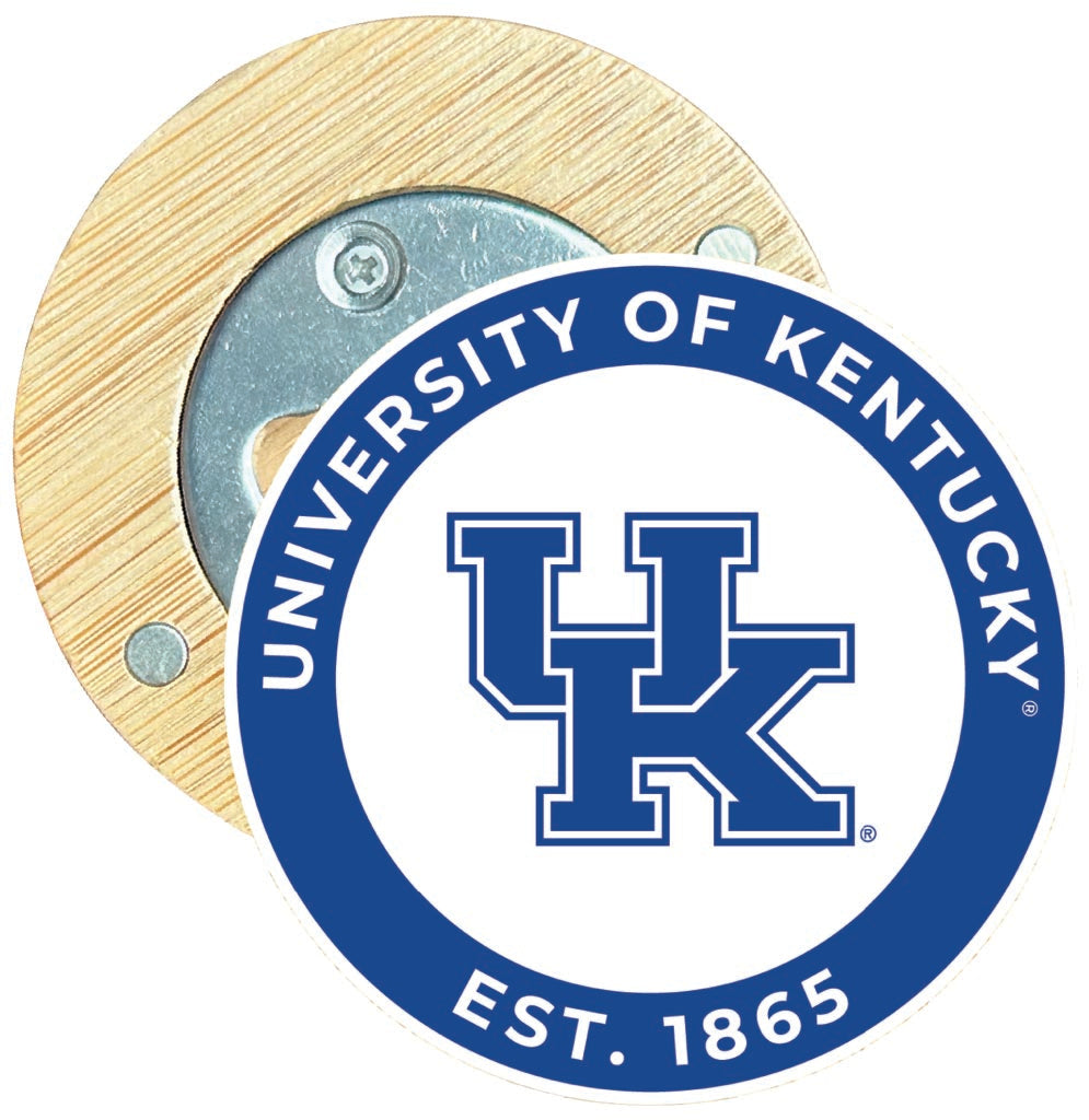 Kentucky Wildcats Round Wood Magnetic Bottle Opener 2.5