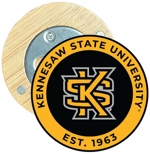 Kennesaw State University Round Wood Magnetic Bottle Opener 2.5