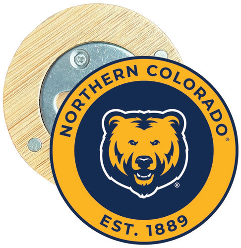 Northern Colorado Bears Round Wood Magnetic Bottle Opener 2.5