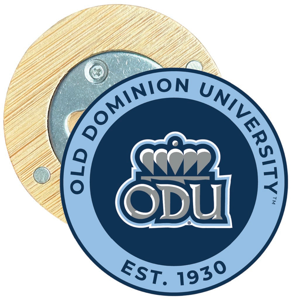 Old Dominion Monarchs Round Wood Magnetic Bottle Opener 2.5