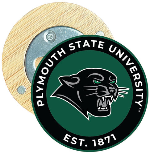 Plymouth State University Round Wood Magnetic Bottle Opener 2.5