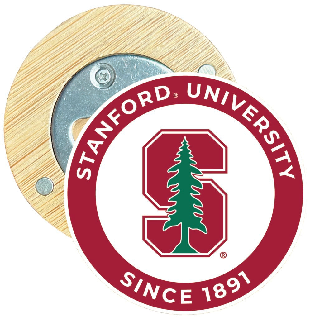 Stanford University Round Wood Magnetic Bottle Opener 2.5