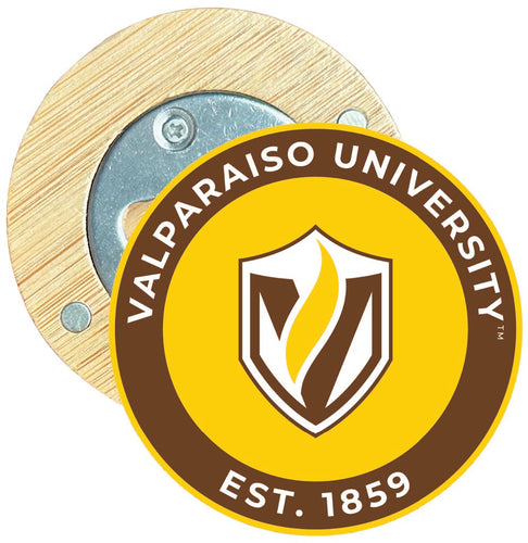 Valparaiso University Round Wood Magnetic Bottle Opener 2.5