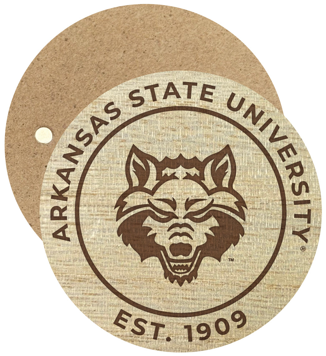 Arkansas State Engraved Round Wooden 2.5