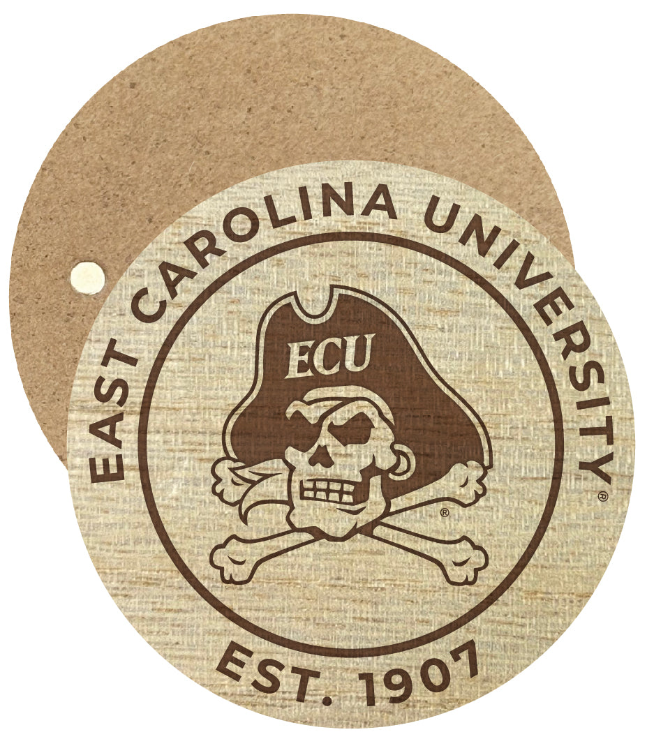 East Carolina Pirates Engraved Round Wooden 2.5