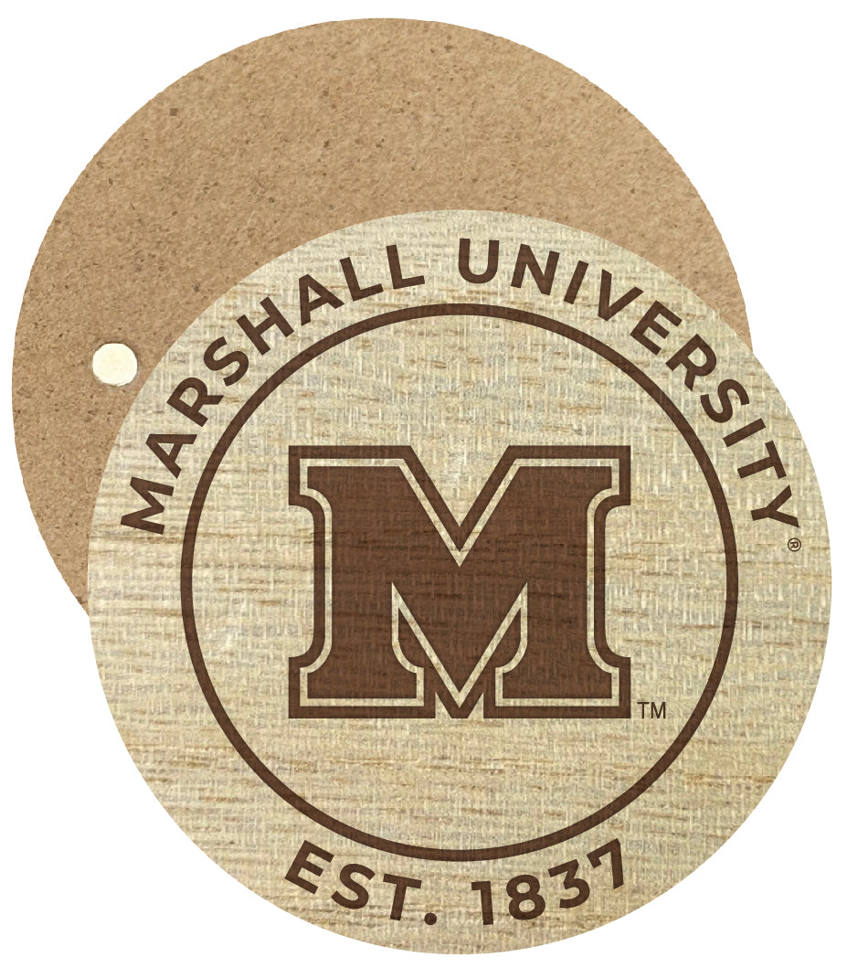 Marshall Thundering Herd Engraved Round Wooden 2.5