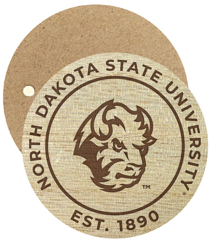 North Dakota State Bison Engraved Round Wooden 2.5