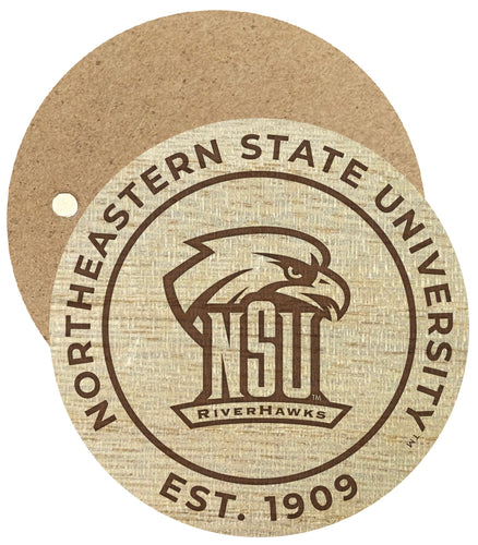 Northeastern State University Riverhawks Engraved Round Wooden 2.5