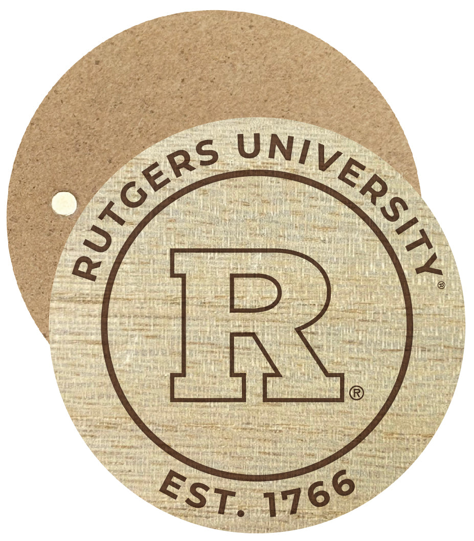 Rutgers Scarlet Knights Engraved Round Wooden 2.5