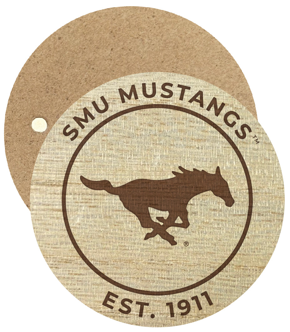 Southern Methodist University Engraved Round Wooden 2.5