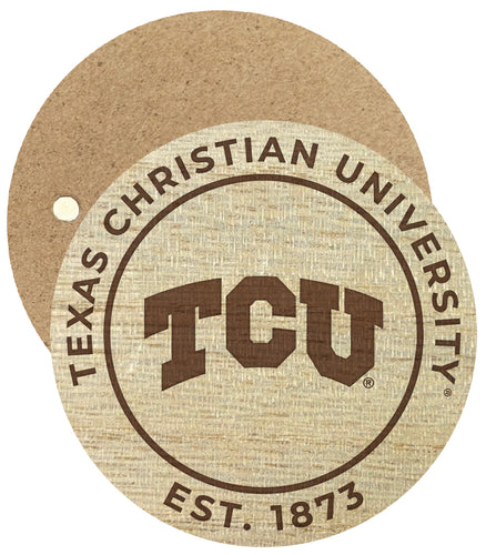 Texas Christian University Engraved Round Wooden 2.5