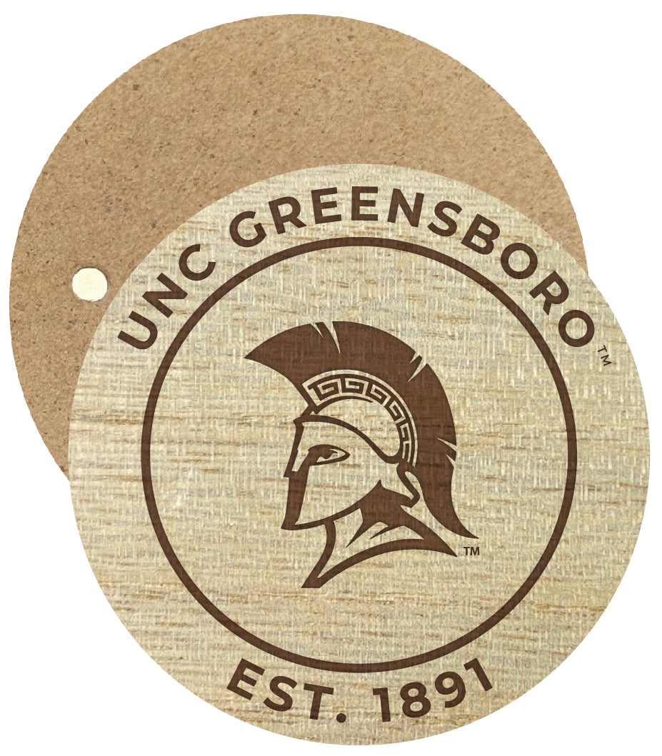 North Carolina Greensboro Spartans Engraved Round Wooden 2.5