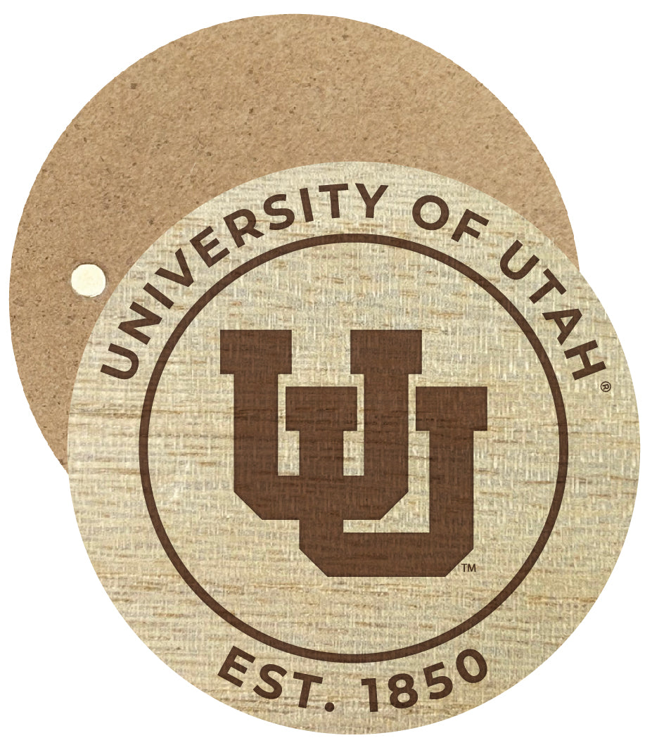 Utah Utes Engraved Round Wooden 2.5