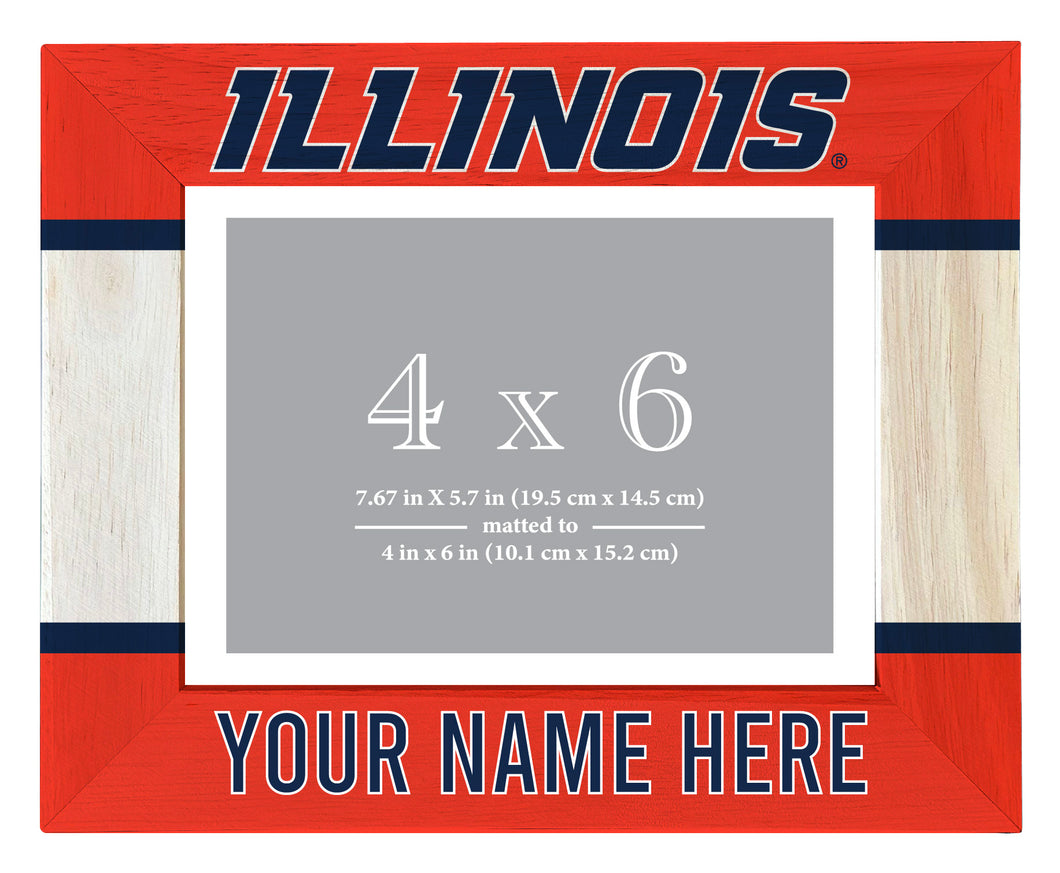 Illinois Fighting Illini Customizable Wooden Photo Frame Matted 4