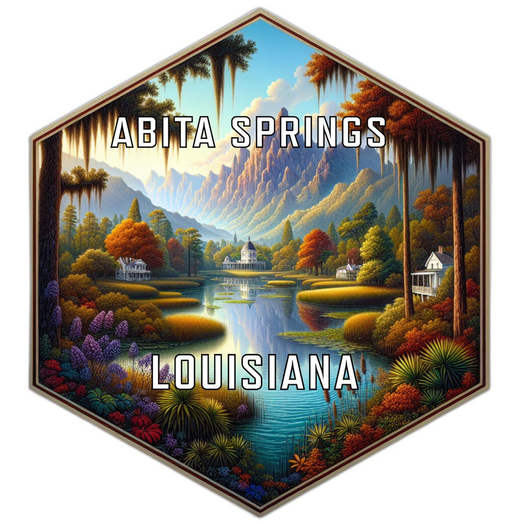 Abita Springs Louisiana Souvenir Travel Destination Die Cut Hexagon Fridge Magnet 2-Inch