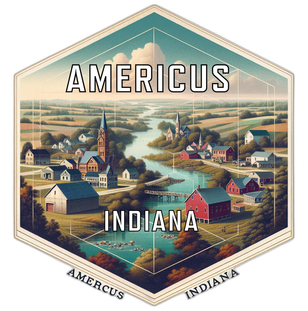 Americus Indiana Travel Destination Souvenir Vinyl Decal Sticker 6-Inch