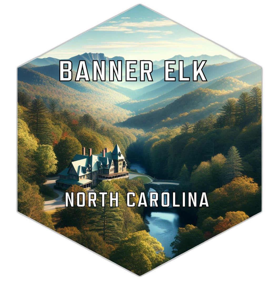 Banner Elk North Carolina Souvenir Travel Destination Die Cut Hexagon Fridge Magnet 2-Inch