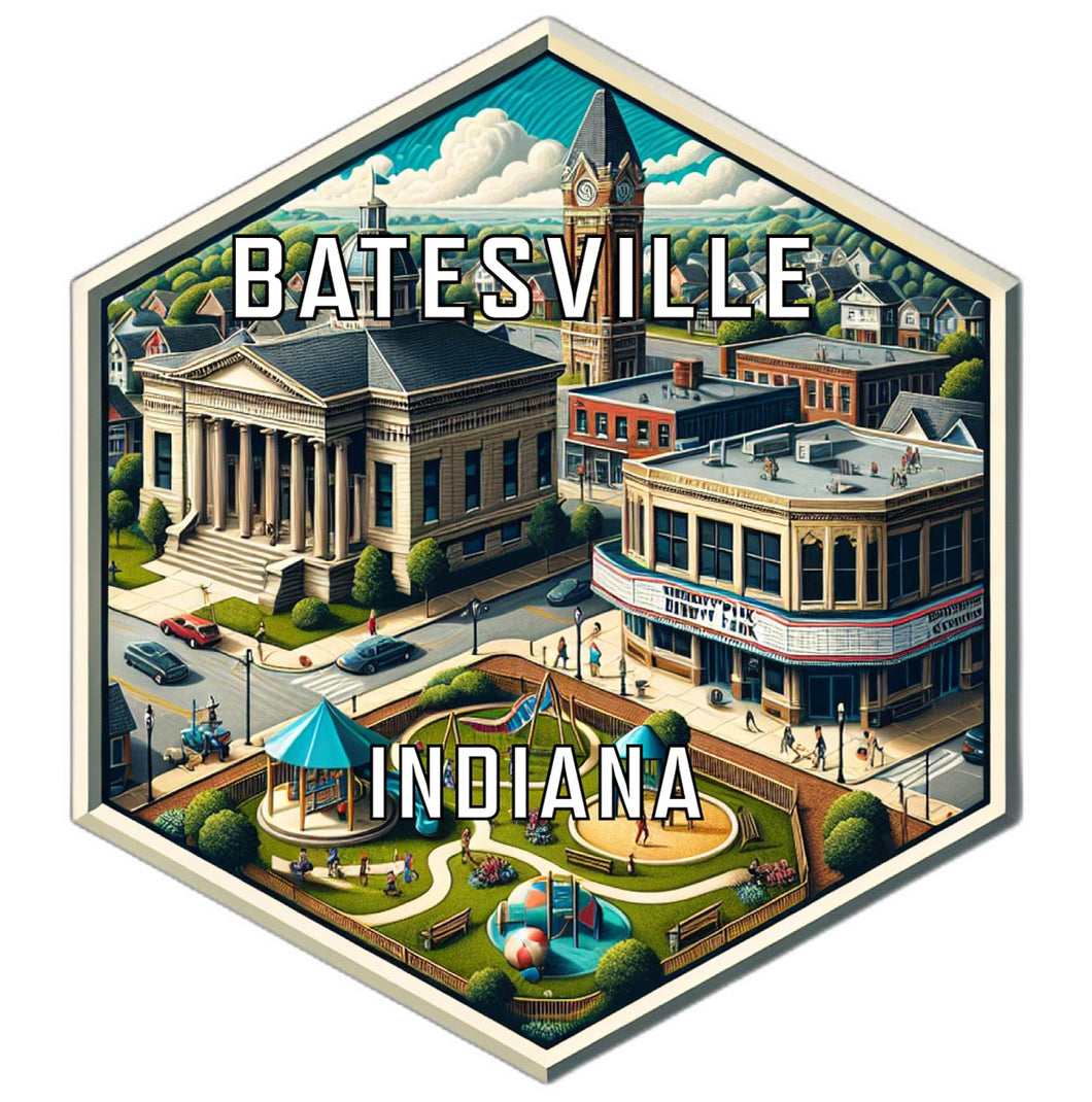 Batesville Indiana Souvenir Travel Destination Die Cut Hexagon Fridge Magnet 2-Inch