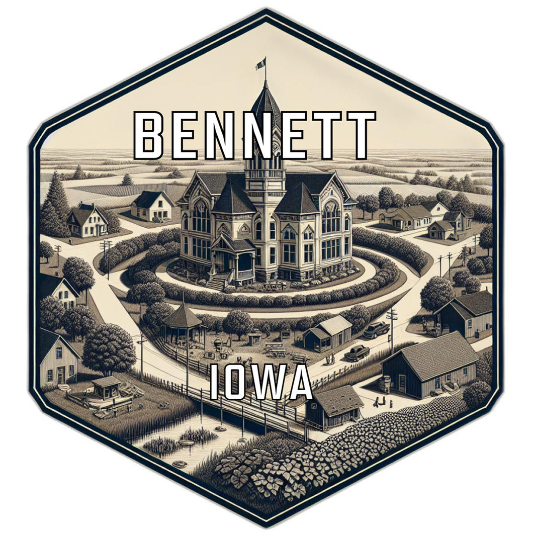 Bennett Iowa Souvenir Travel Destination Die Cut Hexagon Fridge Magnet 2-Inch