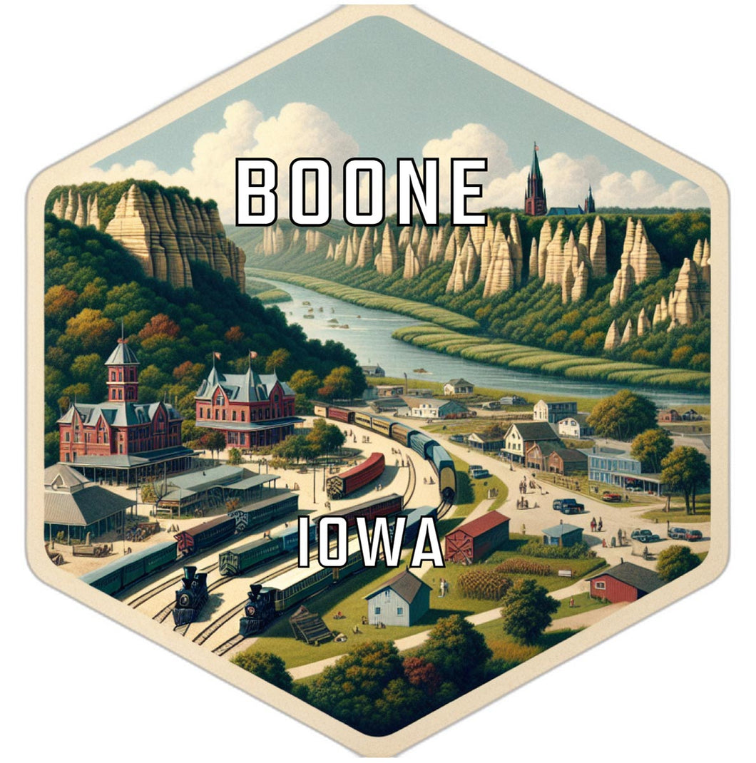 Boone Iowa Souvenir Travel Destination Die Cut Hexagon Fridge Magnet 6-Inch